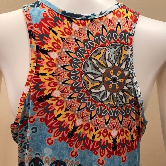 Summer Sleeveless Dress Size M Beach Dress Boho Print Tie Fringe Hemline - Picture 6 of 14